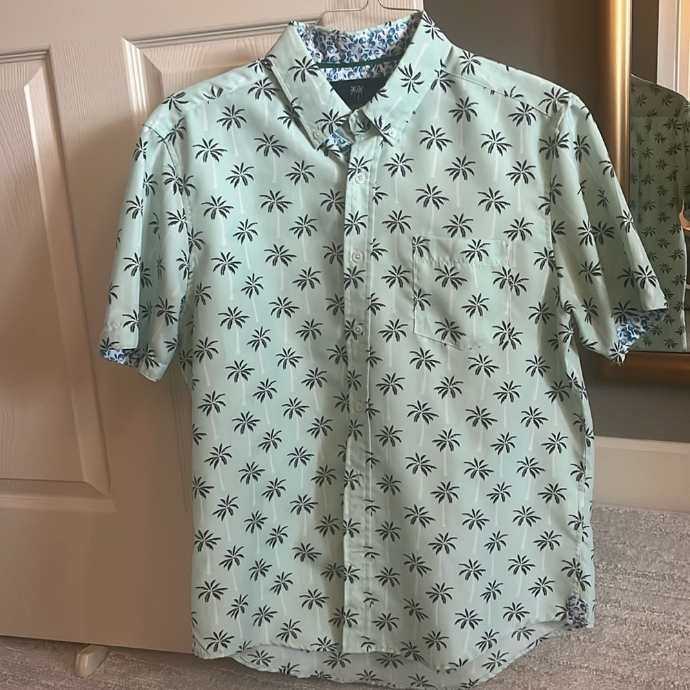 Tropical button down short sleeve shirt